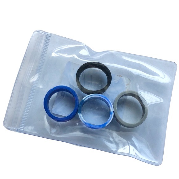 NEW Mens Silicone Ring Band Size 10 Blue Gray Black Camo Zitahli Wedding - Picture 1 of 7